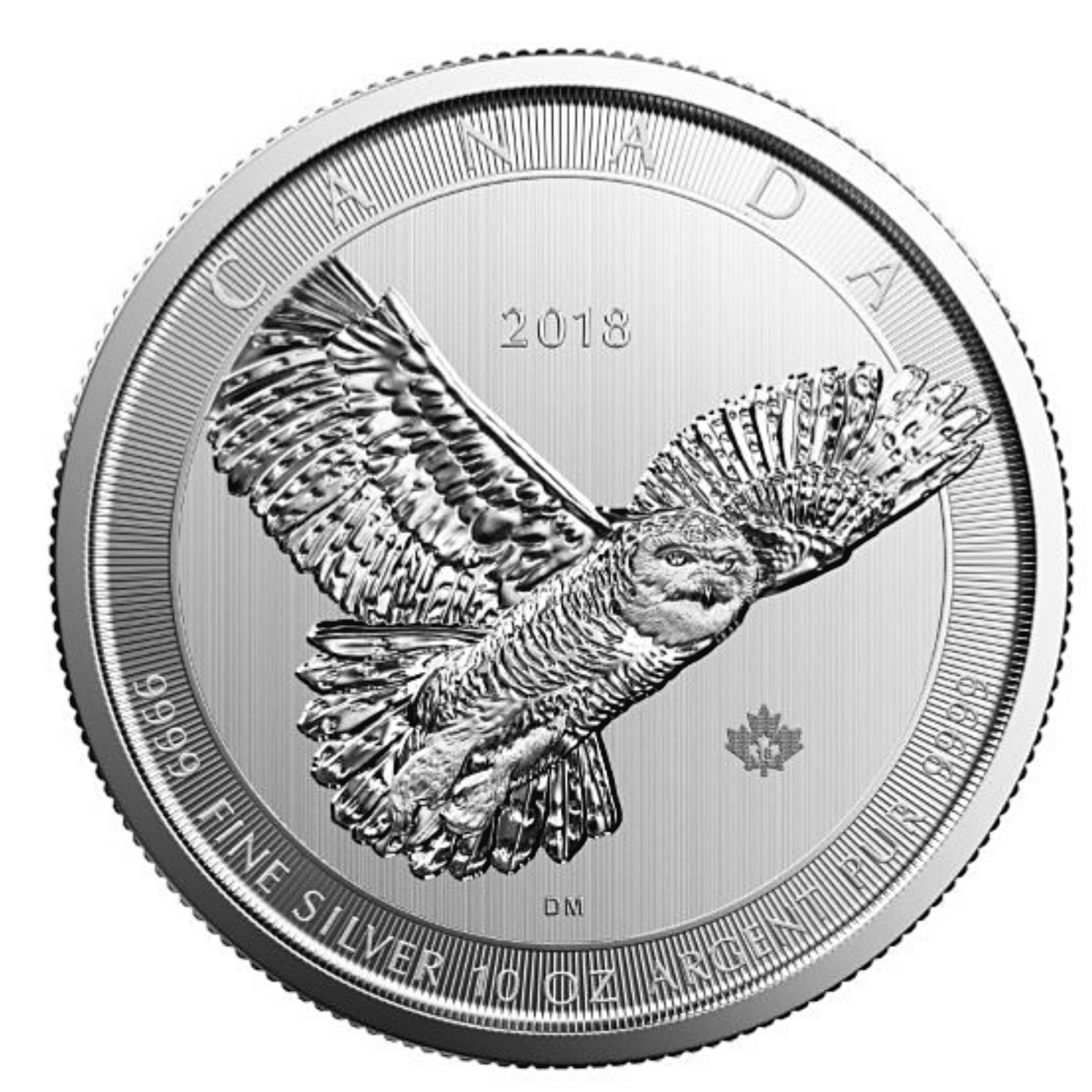Silver Canadian Snowy Owl 10 oz. 2018 Gem/BU