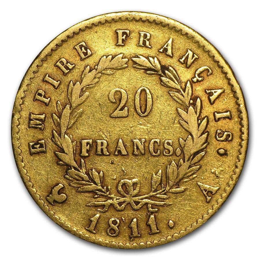 Gold French 20 Franc Napoleon XF - Image 2