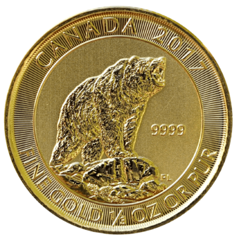 Gold Canadian Grizzly Bear Coin - 1/3 Ounce