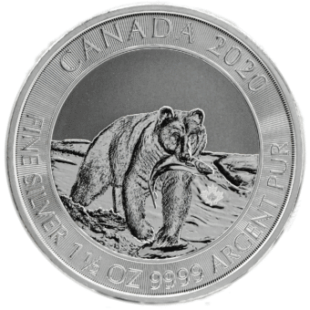 Silver Canadian Kermode Spirit Bear 1-1/2 oz. Gem/BU 2020