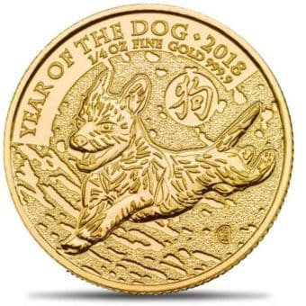 Gold Great Britain Year of The Dog 1/4 oz. 2018 Gem/BU
