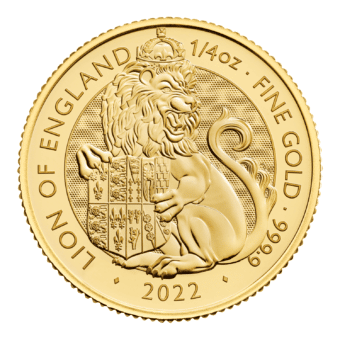 Gold Great Britain Tudor Beasts - Lion of England 1/4 oz. 2022 Gem/BU