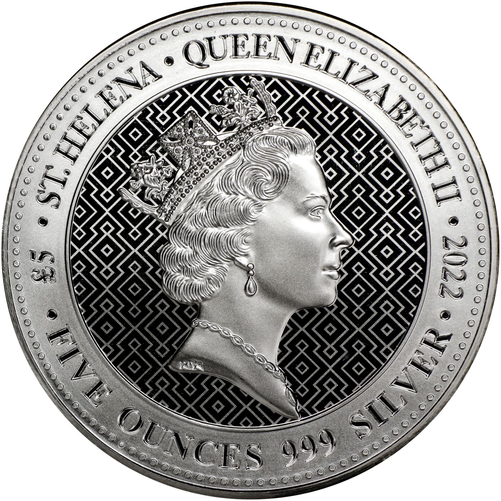 Silver St. Helena Queen's Virtues - Truth 5 oz. 2022 Gem/BU