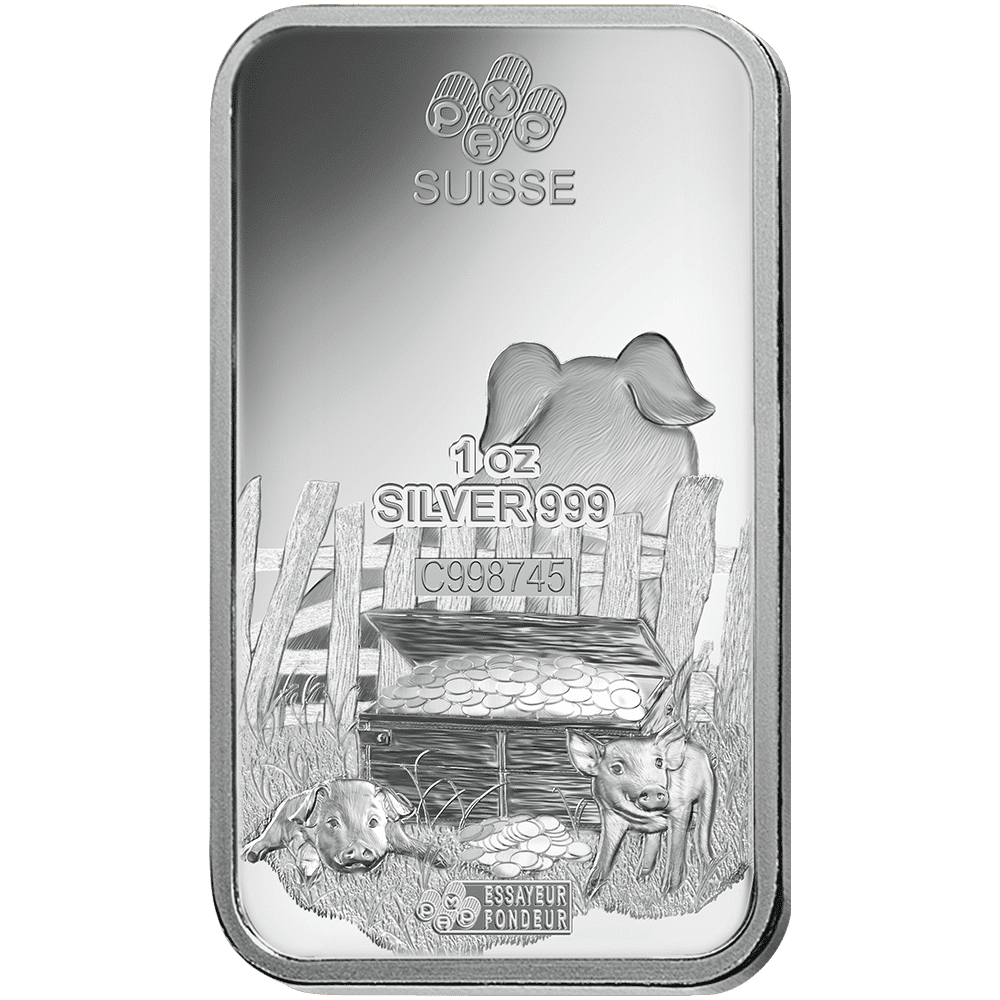 PAMP Suisse 1 oz Lunar PIG .999 Silver Bar - Image 3