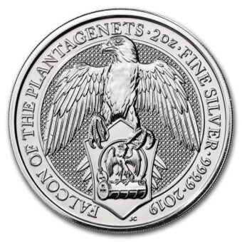 2019 2 oz British Silver Queenโs Beast Falcon Coin