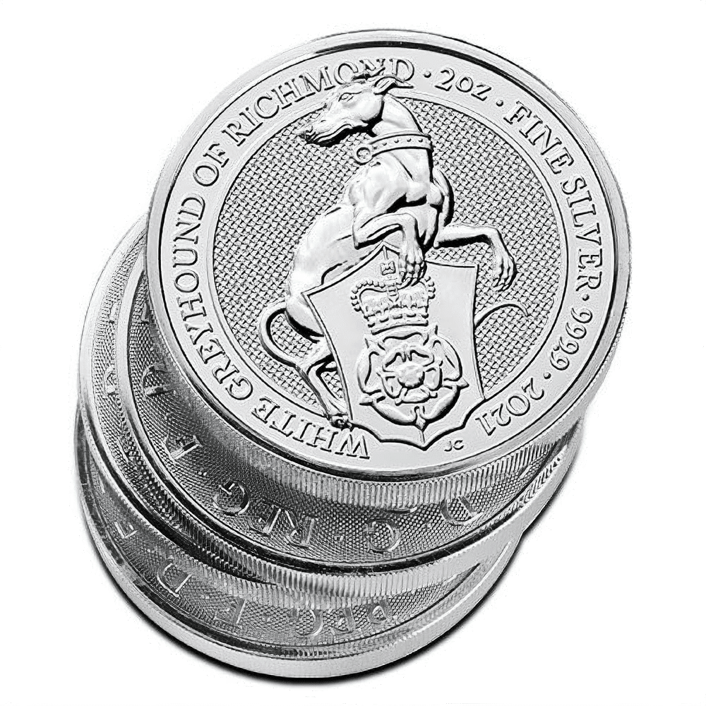 2 oz British Silver Queen’s Beast White Greyhound Richmond 2021 Coin - Image 3