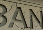 Cracking,Bank,Facade.,Banking,Crisis,Conceptual,3d,Rendering